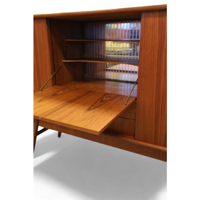 Mid-Century Modern Danish Highboard in Teak with Bar Cabinet and Slanted Legs, 1960s For Sale - Image 3 of 12