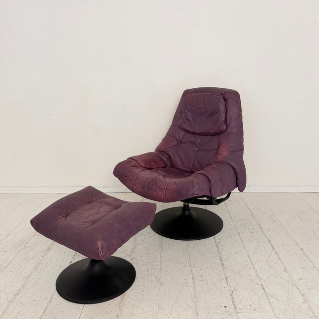Set of Vintage Regent Leather Chair with Ottoman from Ekornes Stressless, 1980s For Sale - Image 11 of 11
