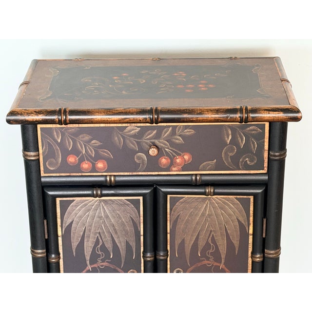 Chinoiserie Paint Decorated Faux Bamboo Cabinet For Sale - Image 10 of 13
