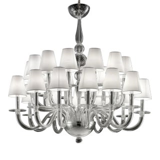 Monumental Modern Transparent Murano Glass Chandelier For Sale