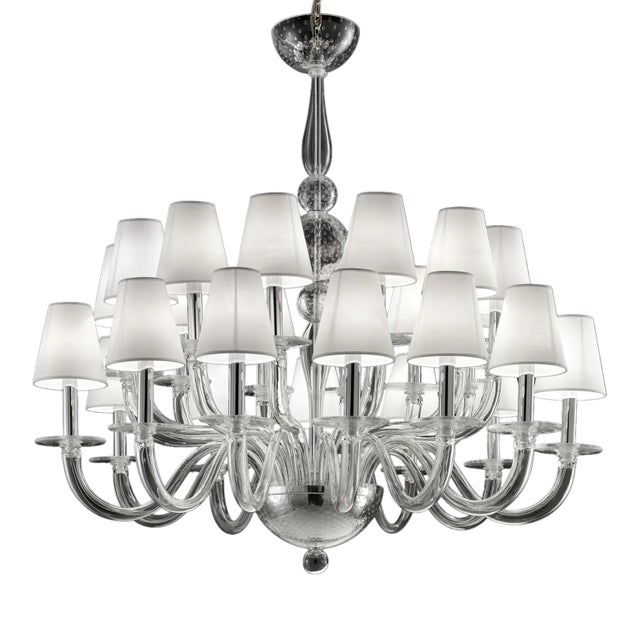 Monumental Modern Transparent Murano Glass Chandelier For Sale
