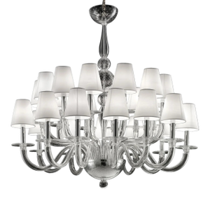 Monumental Modern Transparent Murano Glass Chandelier