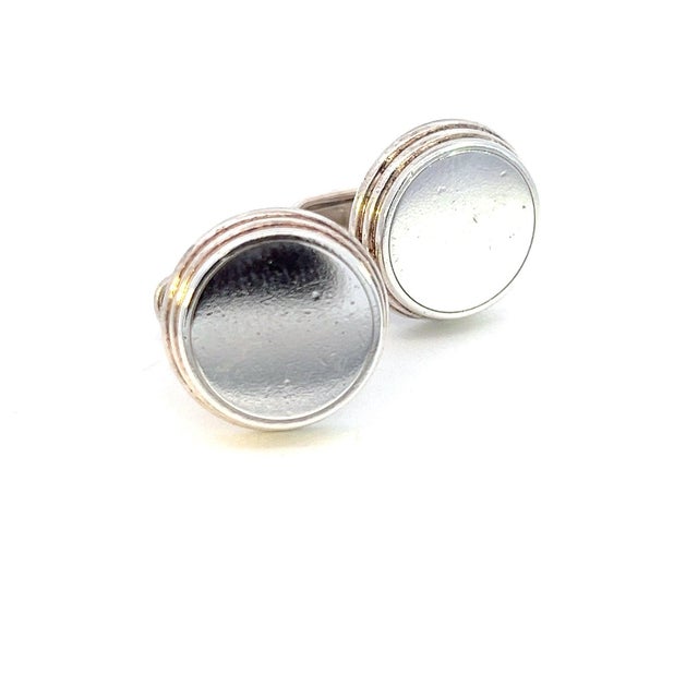 Modern Late 20th Century Bulgari Bvlgari Estate Mens Cufflinks Sterling Silver, A Pair For Sale - Image 3 of 7