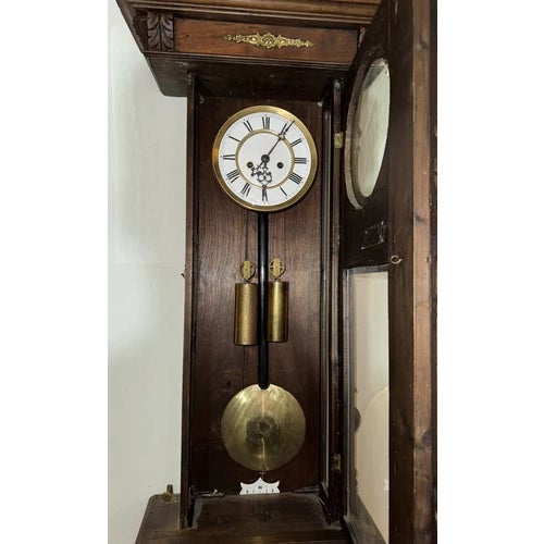 Brown 19th Century 2 Weight Vienna Regulator Wall Clock by Gustav Becker For Sale - Image 8 of 12