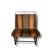 Rustic Vintage Industrial Bench with Striped Upholstery For Sale - Image 3 of 8