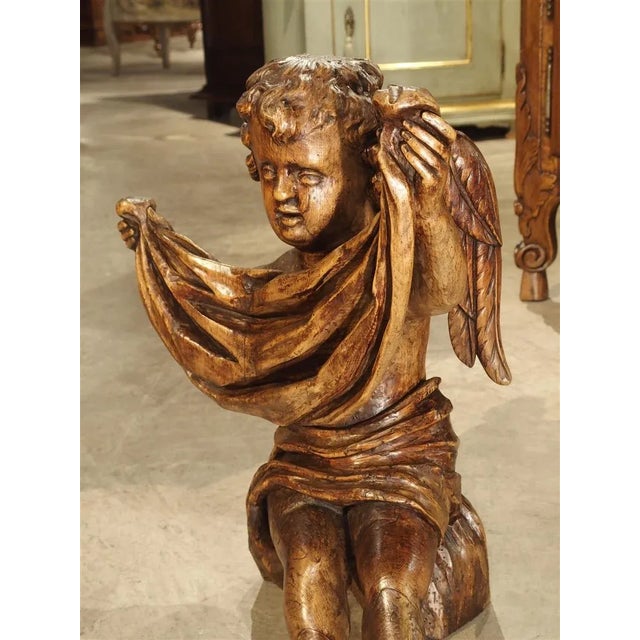 Antique Carved Wooden Cherub From Puy-En-Velay France, 18th Century For Sale - Image 11 of 13