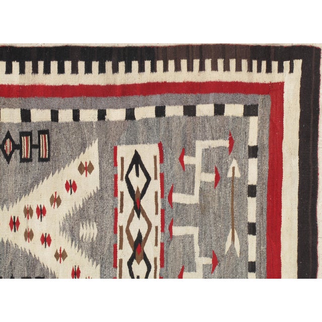 Textile Antique Navajo Carpet, Folk Rug, Handmade Wool Rug, Beige, Gray, Brown For Sale - Image 7 of 15