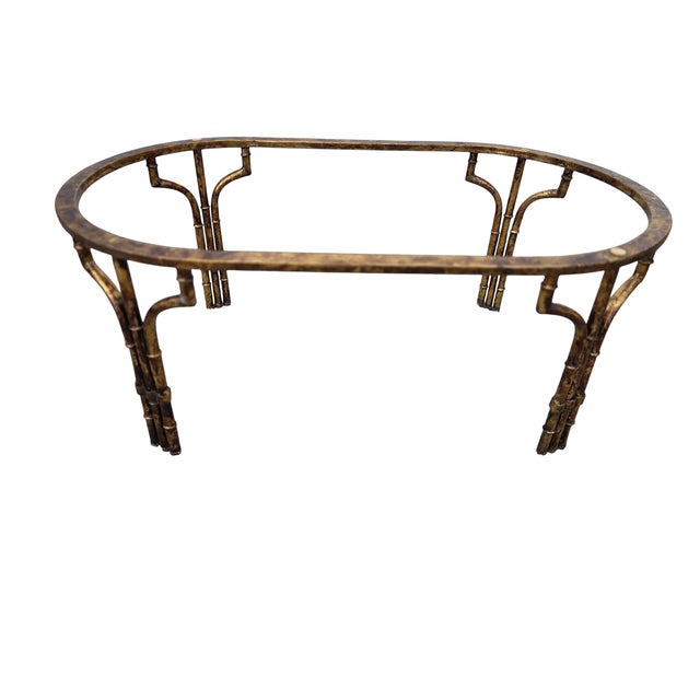 Vintage Metal Faux Bamboo Italian Regency Coffee Table Gold Gilt Maison Style For Sale - Image 10 of 18