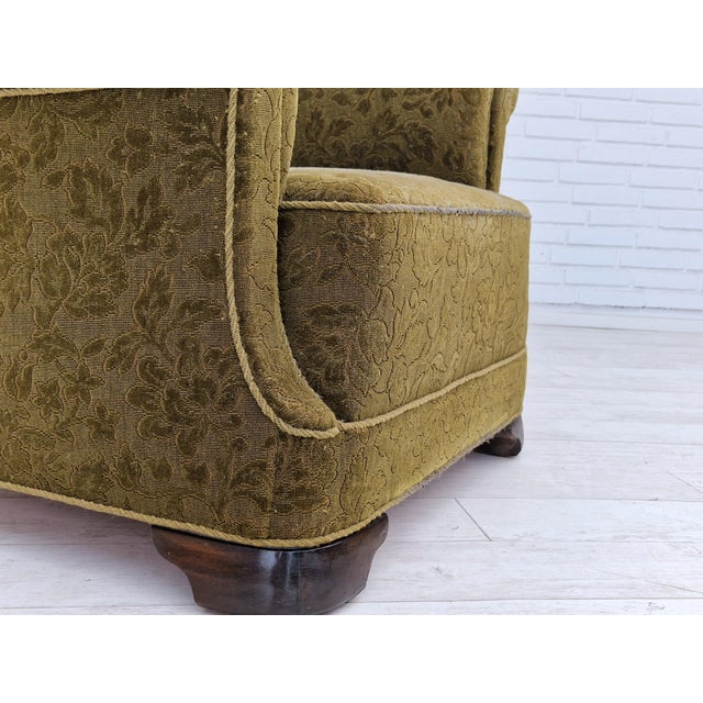 Vintage Danish Relax Chair in Green Fabric, 1950s For Sale - Image 14 of 17
