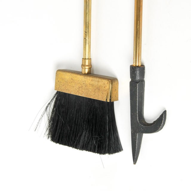 Vintage Brass Fireplace Tool Set 4-Piece Set With Art Deco Stand For Sale - Image 15 of 15