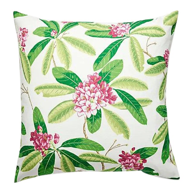The House of Scalamandré Rhododendron Outdoor Pillow, Fuschia For Sale