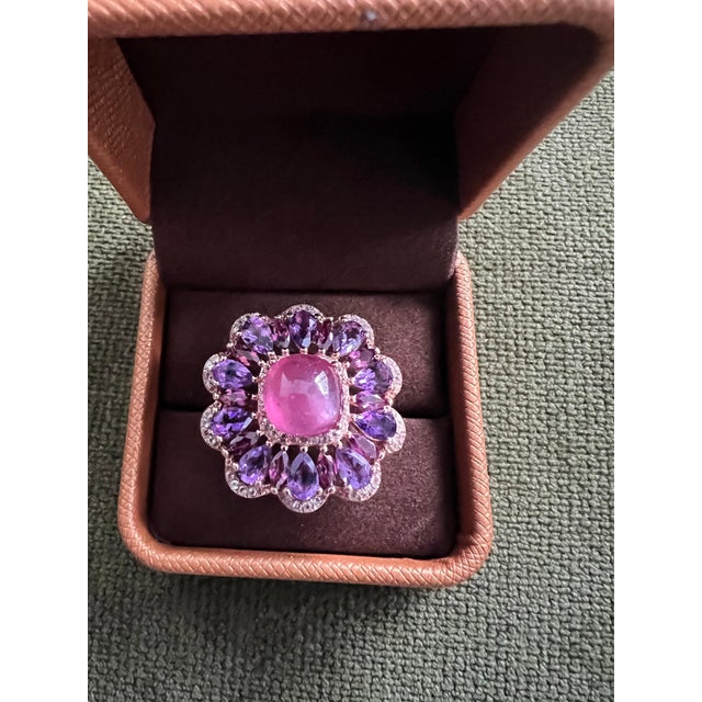 Classic Italian Bochic "Capri" Ruby & Amethyst Ring Set In 18K Gold & Silver For Sale - Image 4 of 18