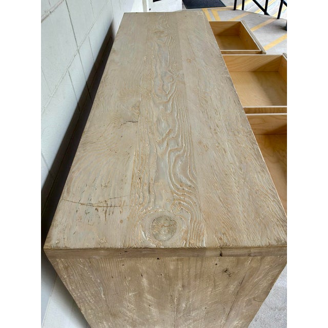 Organic Modern Rustic Wood and Pierced Metal Bar For Sale In Atlanta - Image 6 of 9