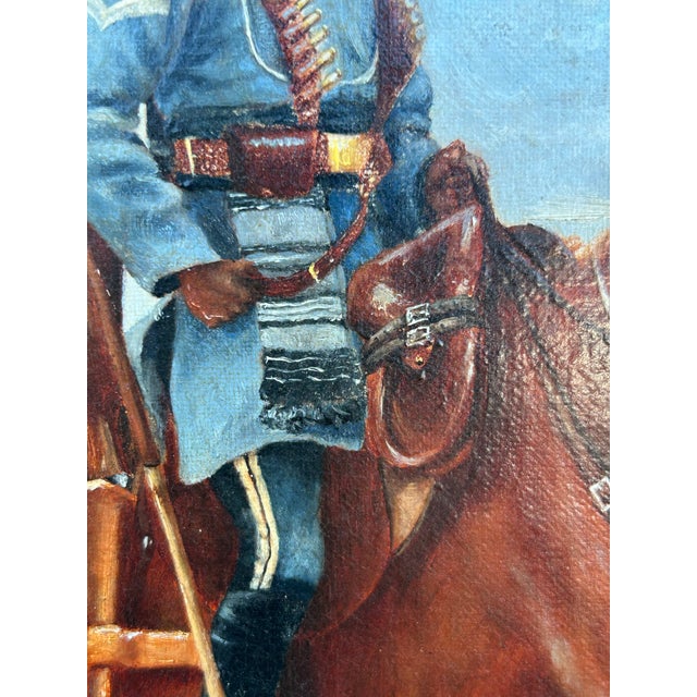 Antique British Colonial Painting of an Indian Cavalry Officer. For Sale - Image 4 of 10
