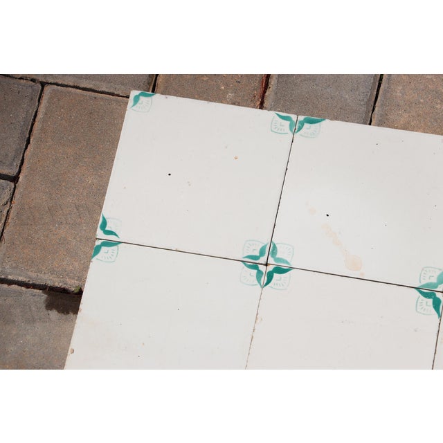 1900 - 1909 1900s Antique Portuguese White & Green Floral Art Nouveau Tiles, Large Set of 29 For Sale - Image 5 of 18
