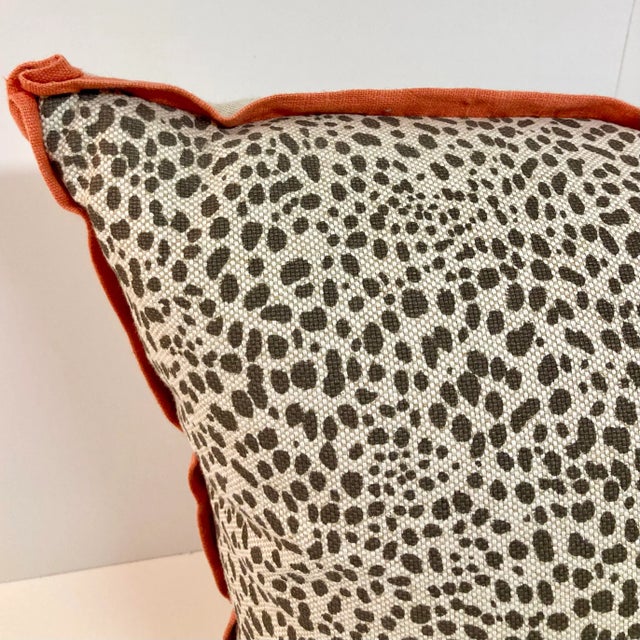 2020s Animal Print Toss Pillow With Coral Linen Details For Sale - Image 5 of 12