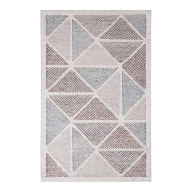 Rug & Kilim’s Scandinavian Gray Brown & Blue Polyester Outdoor Rug - 12'x15' For Sale