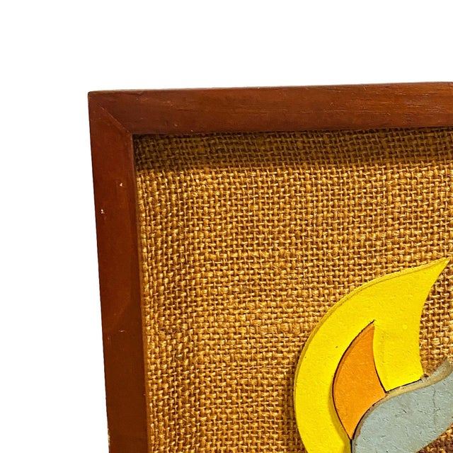 Rare 1960s MCM Tropical Hula Girl Hand Cut Wood 3d Wall Sculptural Framed Art For Sale - Image 9 of 14
