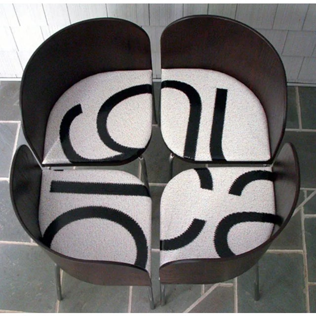 One-of-a-kind set of upcycled chairs created by seller. Estate sale purchased wooden chair frames have been re-stained a...