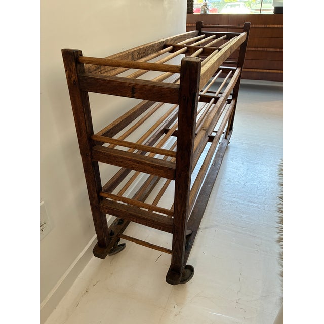 Brown Vintage, Rustic Wooden Shoe Rack For Sale - Image 8 of 15