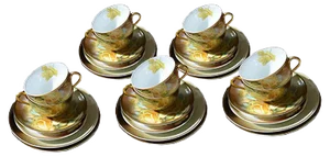 Vintage Delicate Tea Service from Harris, Set of 30