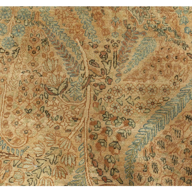 Brown Authentic Early 20th Century Persian Kirman Botanic Carpet For Sale - Image 8 of 9