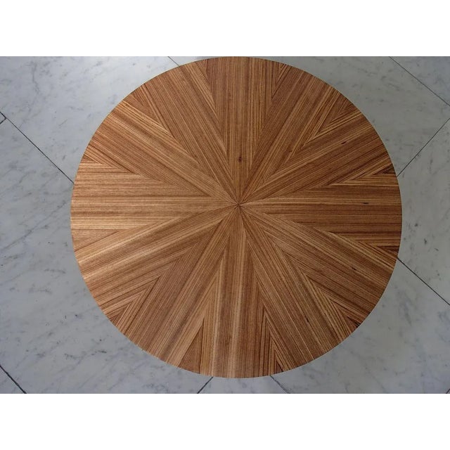 Brown Art Deco Round Mahogany and Zebrano Coffee Table, 1930s For Sale - Image 8 of 11