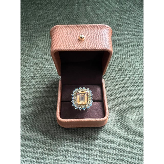 Bochic "Capri" Natural Citrine & Blue Topaz Ring Set In 18K Gold & Silver For Sale - Image 13 of 18