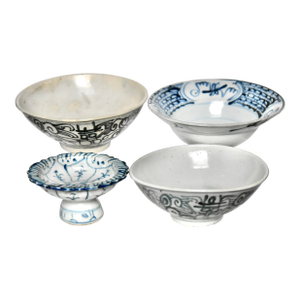 19th Century Chinese Blue & White Bowls, Group of 4