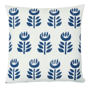 Schumacher Rosenborg Hand Print Pillow in Navy