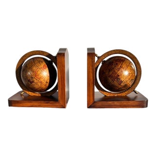 Vintage Italian Olde World Globe Atlas Bookends- Set of 2 For Sale