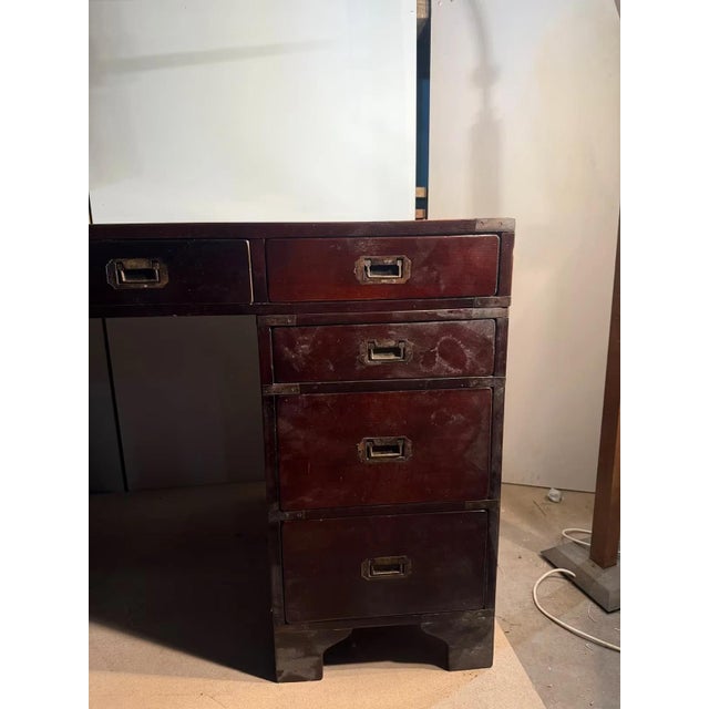 Colonial Mahogany Desk with Brass Fittings, 1990s For Sale - Image 4 of 13