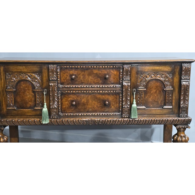 Vintage Elizabethan Sideboard in Oak and Burr Walnut, 1920 For Sale - Image 16 of 18