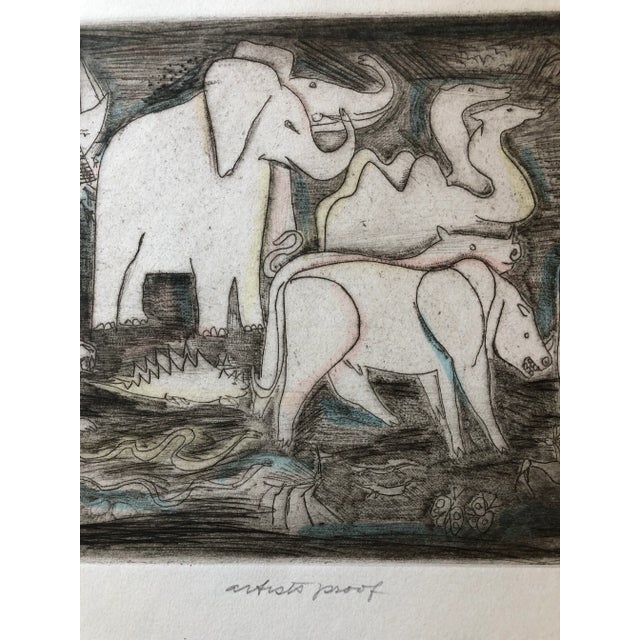 Irving Amen Original Artist Proof Lithograph “Noah’s Ark” For Sale - Image 4 of 7