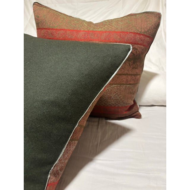 Antique Woven Paisley Kashmir Square Pillows - Set of 2 For Sale - Image 9 of 9