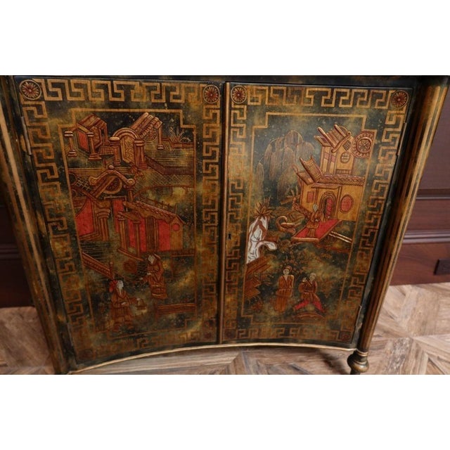 Maitland - Smith 1980s Maitland-Smith Hand Painted (Phils Inc.) Chinoiserie Cabinet Hand Painted Pagoda & Figural Scene For Sale - Image 4 of 8