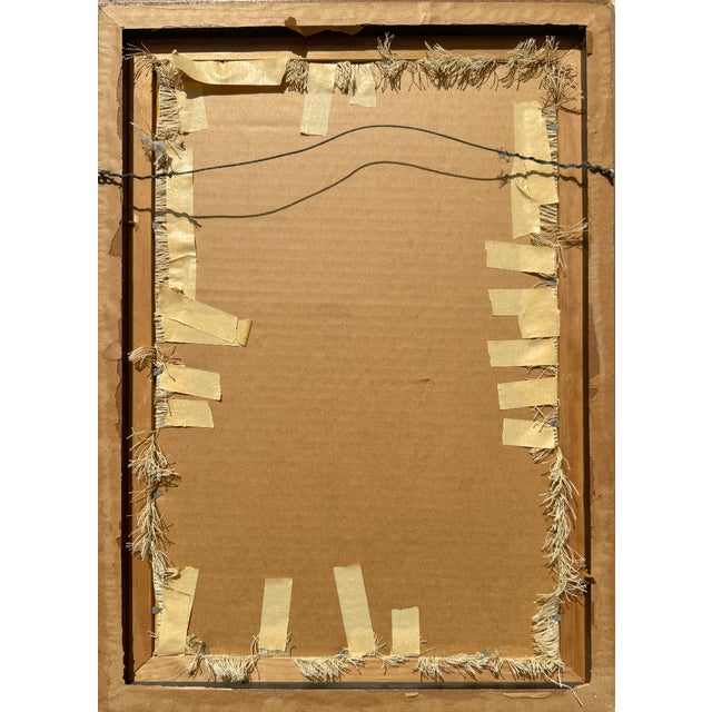 Mid-Century Modern Mid-Century Scandinavian Hand-Printed Textile by Liv Hassel – Folk Figure, Original Frame For Sale - Image 3 of 3