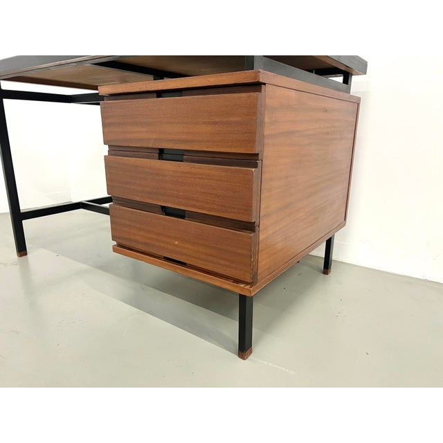 Black Desk in Teak and Lacquered Steel by Pierre Guariche, 1960s For Sale - Image 8 of 18