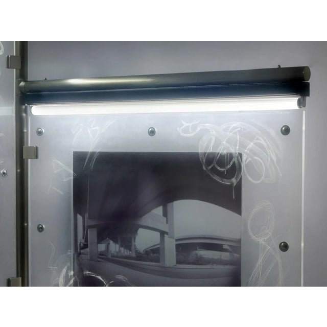 Industrial Large Urban Art Sculpture With Photo Transparency and Lucite "Diptych 2" For Sale - Image 3 of 10