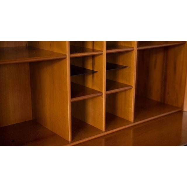 Mid-Century Modern Cabinet in Wood and Leather, Italy, 1970s For Sale - Image 4 of 14
