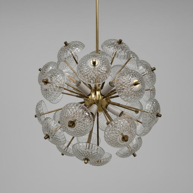 1960s Mid-Century Glass Dandelion Chandelier from Kamenický Šenov, Former Czechoslovakia, 1960s For Sale - Image 5 of 7