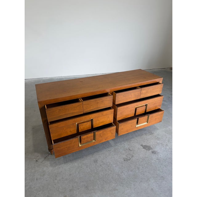 Mid-Century Modern Mid Century Modern Walnut 8 Drawer Long Dresser For Sale - Image 3 of 12