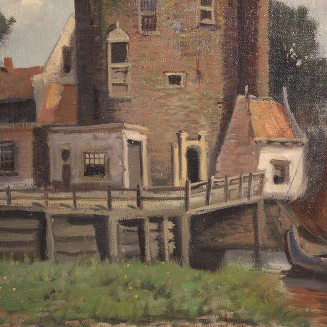 Dutch Artist, View of the City of Hoorn, 1950, Oil on Canvas For Sale - Image 8 of 15