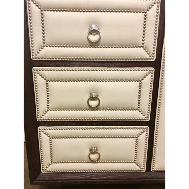 2010s Ambella Home Modern White Leather Manhattan Dresser For Sale - Image 5 of 7