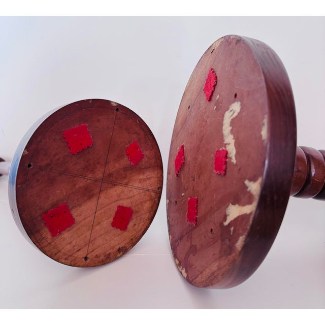 Wood Mid-Century Danish Vintage Turned Candlesticks- A Pair For Sale - Image 7 of 7