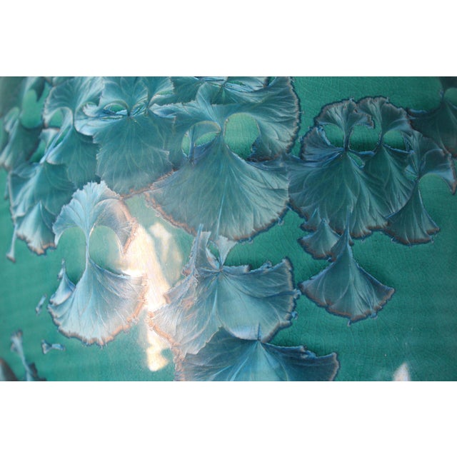 Vintage Teal Glazed Ceramic Table Lamp For Sale In Milwaukee - Image 6 of 11