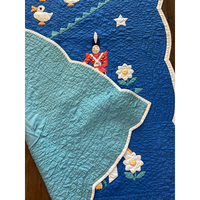 1930s Antique Handmade Dutch Folk Art Applique Child’s Nursery Quilt Textile Art For Sale - Image 13 of 14