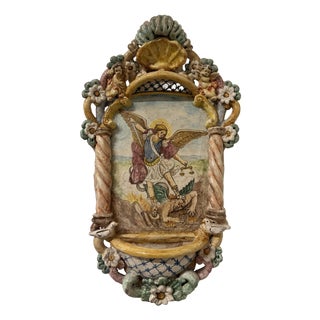 Holy Water Stoup of St. Michael the Archangel, 1950s For Sale