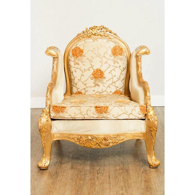 Baroque Giltwood Baroque Style Armchairs, Bergeres - A Pair For Sale - Image 3 of 13