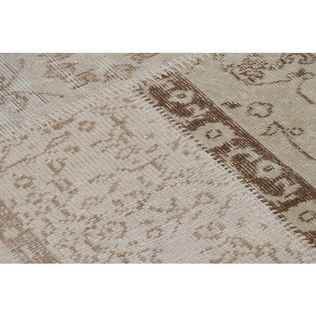 Vintage Patchwork Rug in Beige-Brown With Floral Patterns | Rug & Kilim For Sale In New York - Image 6 of 8